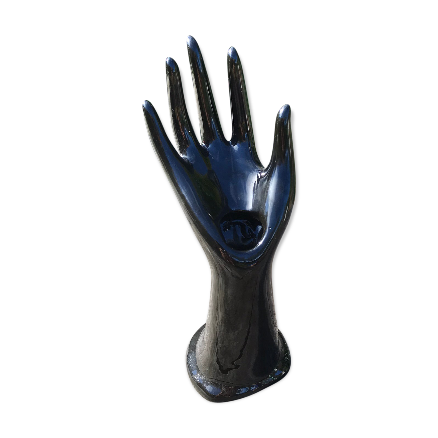 Hand baguier and soliflore in black porcelain