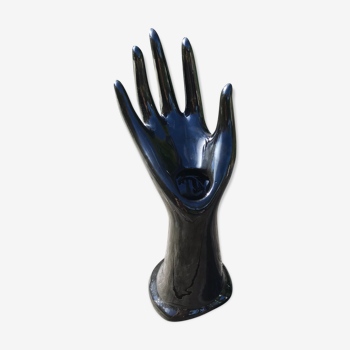 Hand baguier and soliflore in black porcelain