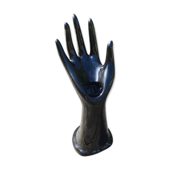 Hand baguier and soliflore in black porcelain