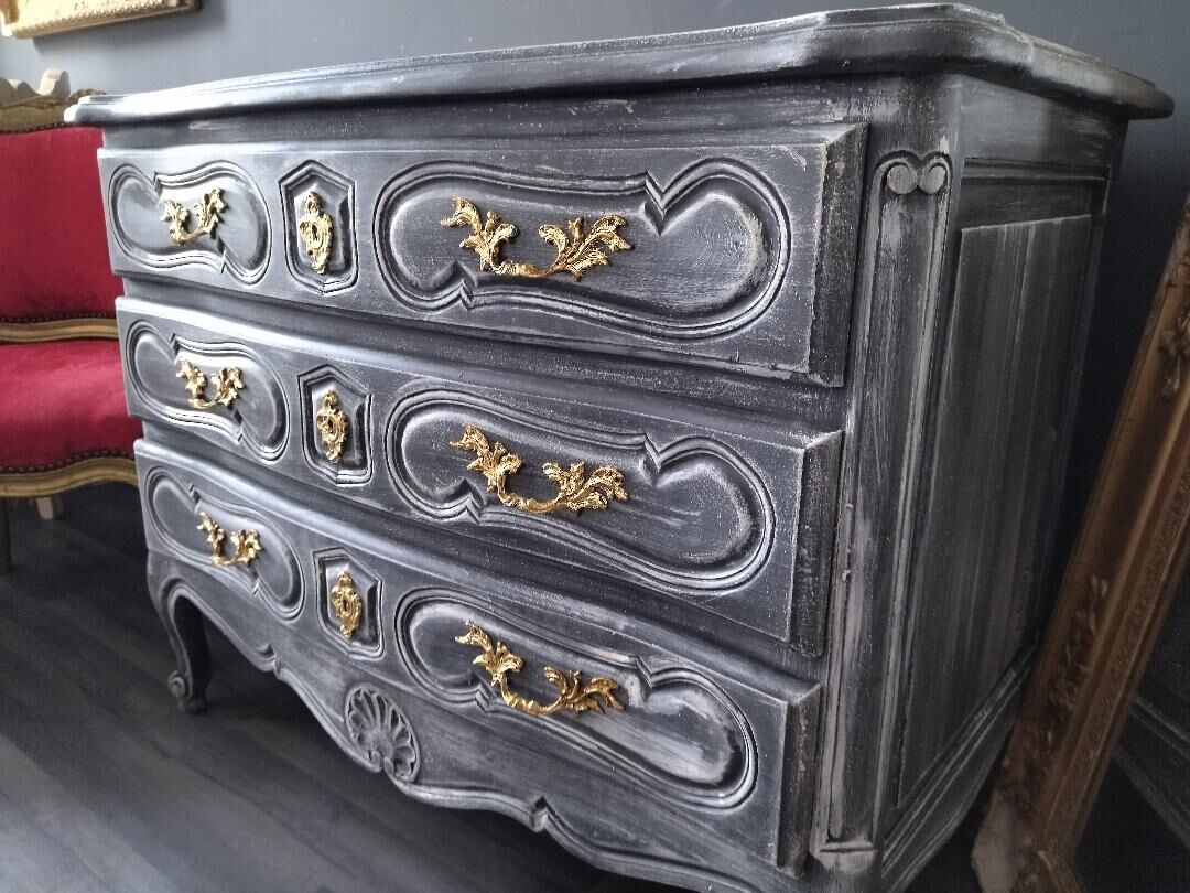 Louis XV style patinated chest of drawers