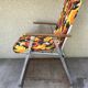 Ancient pliante alu chair - multicolor fabric 70s vintage camping garden