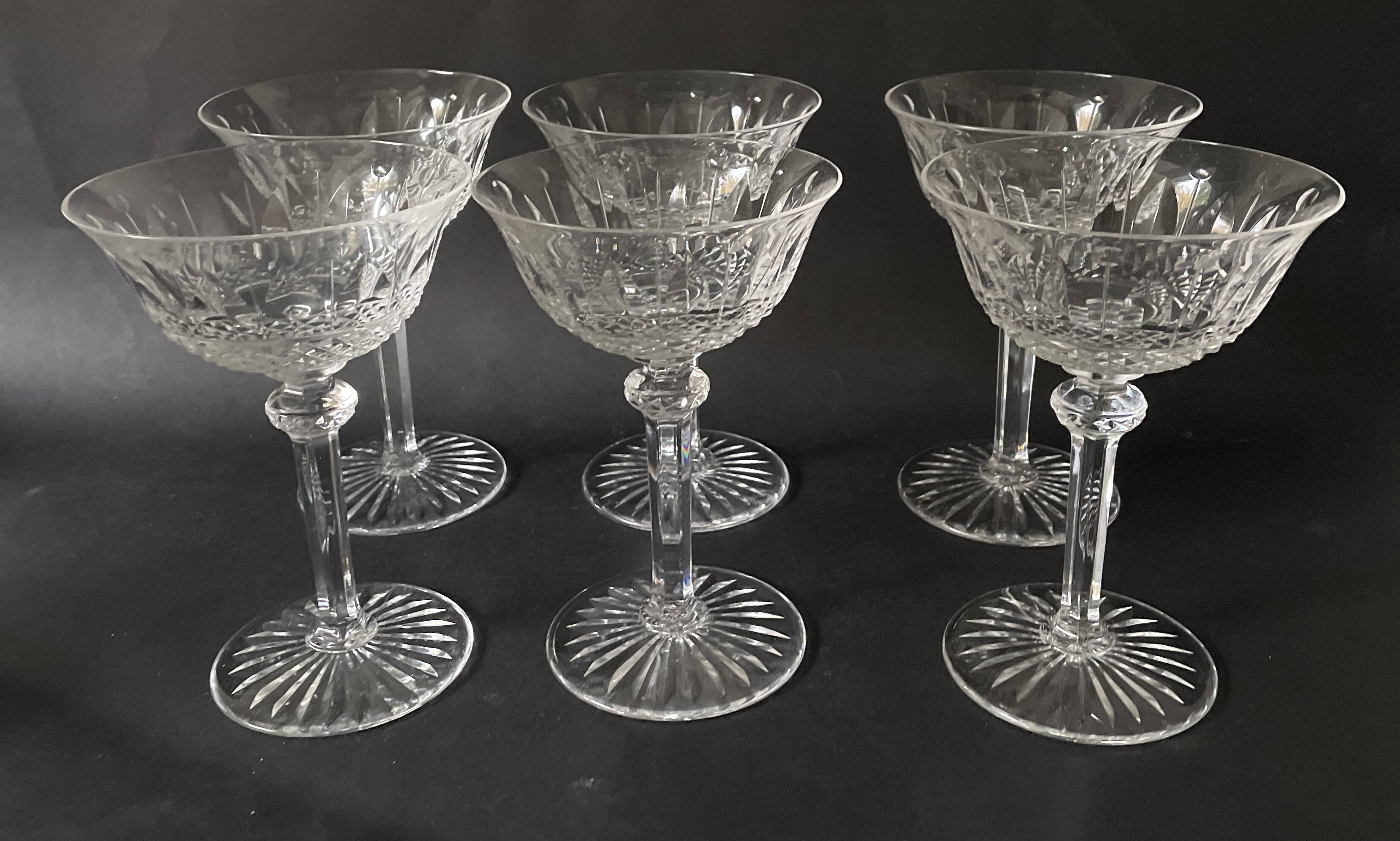 6 Saint Louis crystal champagne glasses / coupes. Tommy model.