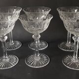 6 Saint Louis crystal champagne glasses / coupes. Tommy model.