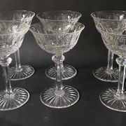 6 verres / coupes à champagne en cristal de Saint Louis. Modèle Tommy.