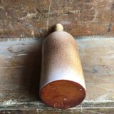 Ancienne Bouteille Grès Marron Beige + Bouchon Vintage