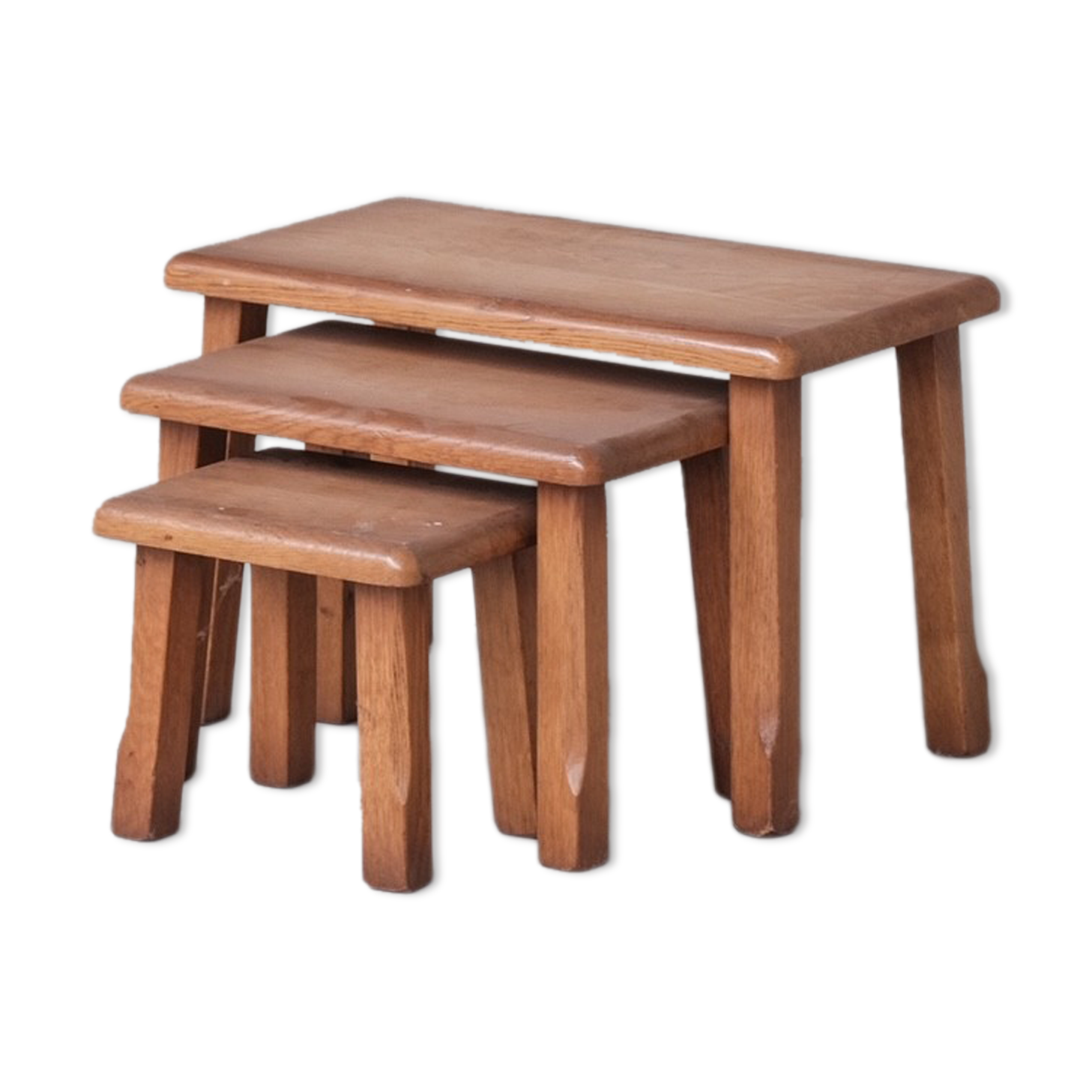 Set of three oak mid-century coffee tables 1970