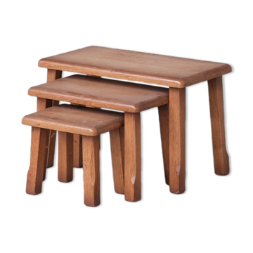 Tables gigognes en chêne 1970