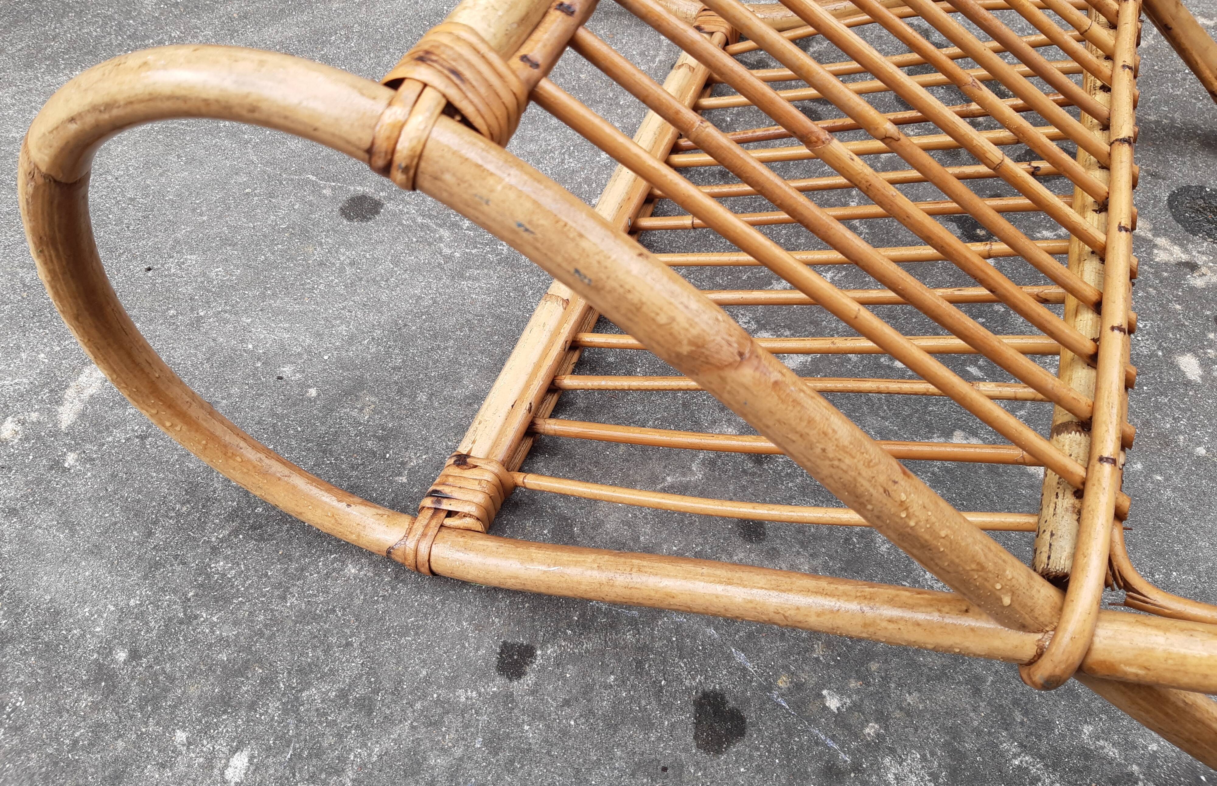 Rattan magazine door, vintage 60s