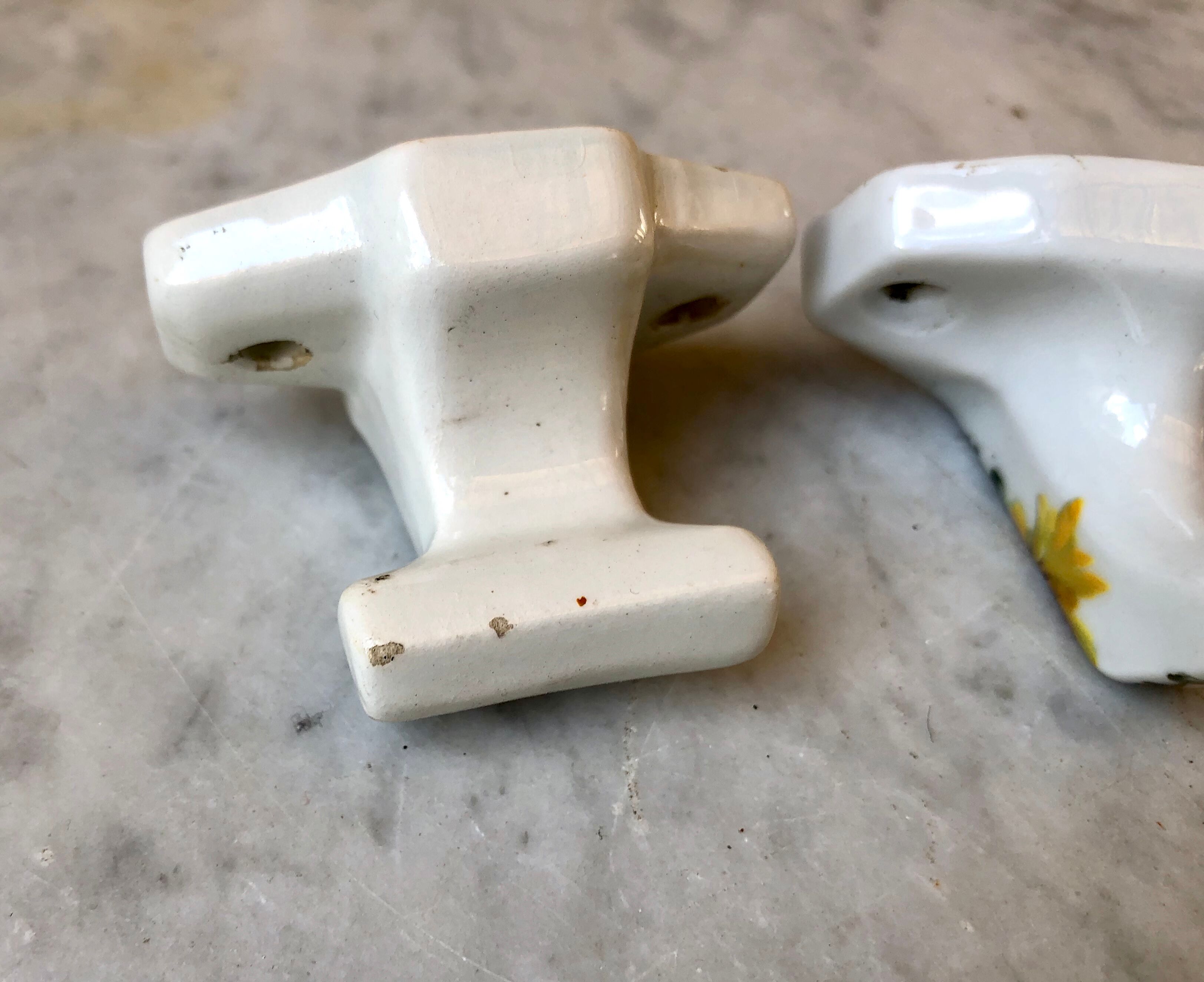 3 patères wall-makeers ceramic porcelain floral vintage 60 Samaritan France