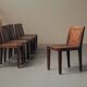 Set of 6 handcrafted oak chairs, France, circa 1970.