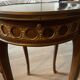 Living room table in Louis XV-Louis XVI transitional style with marquetry and bronze.