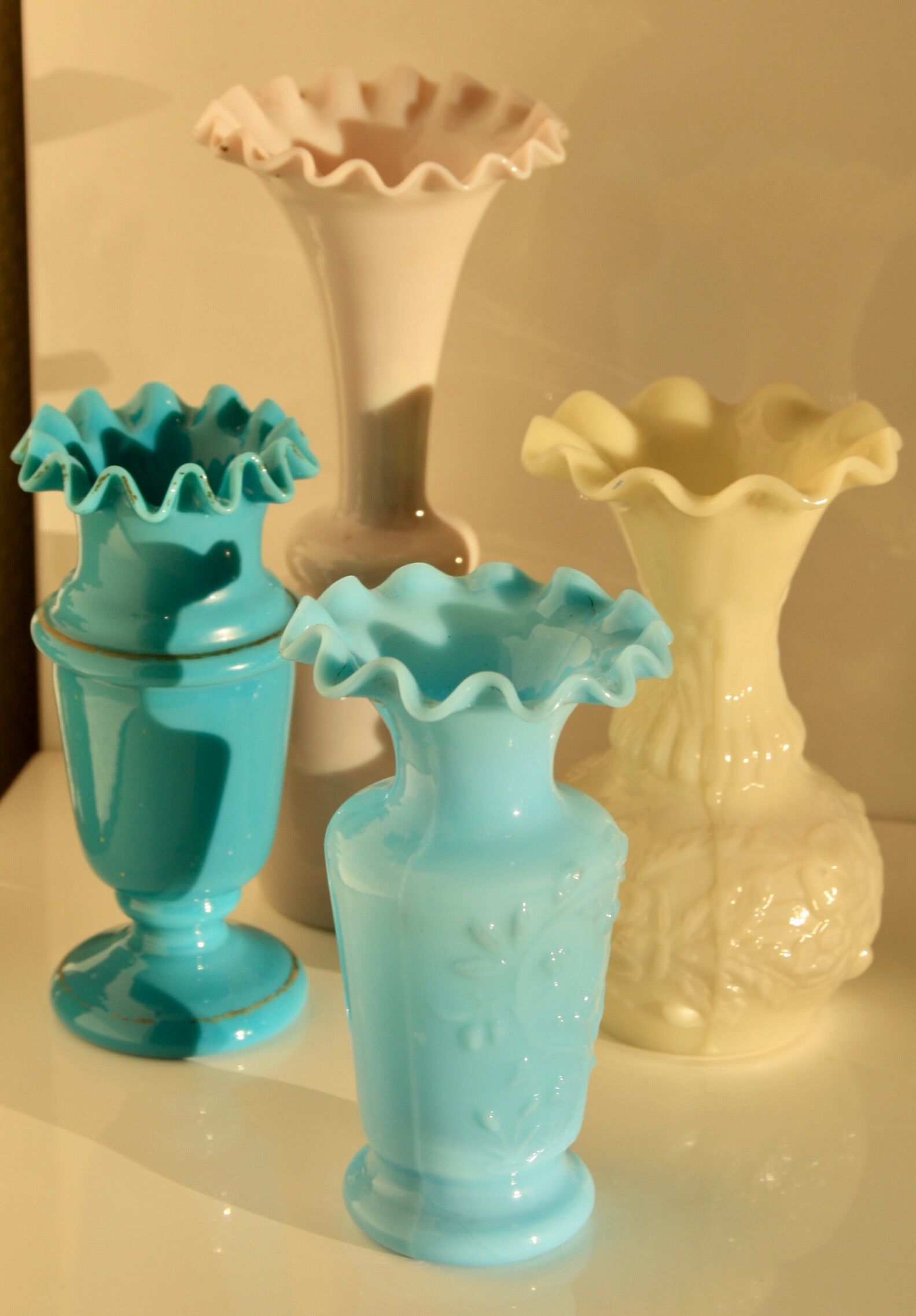 Opaline vases lot of 4