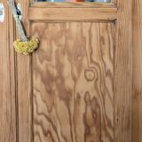 Old glass-fronted wooden library – blue interior