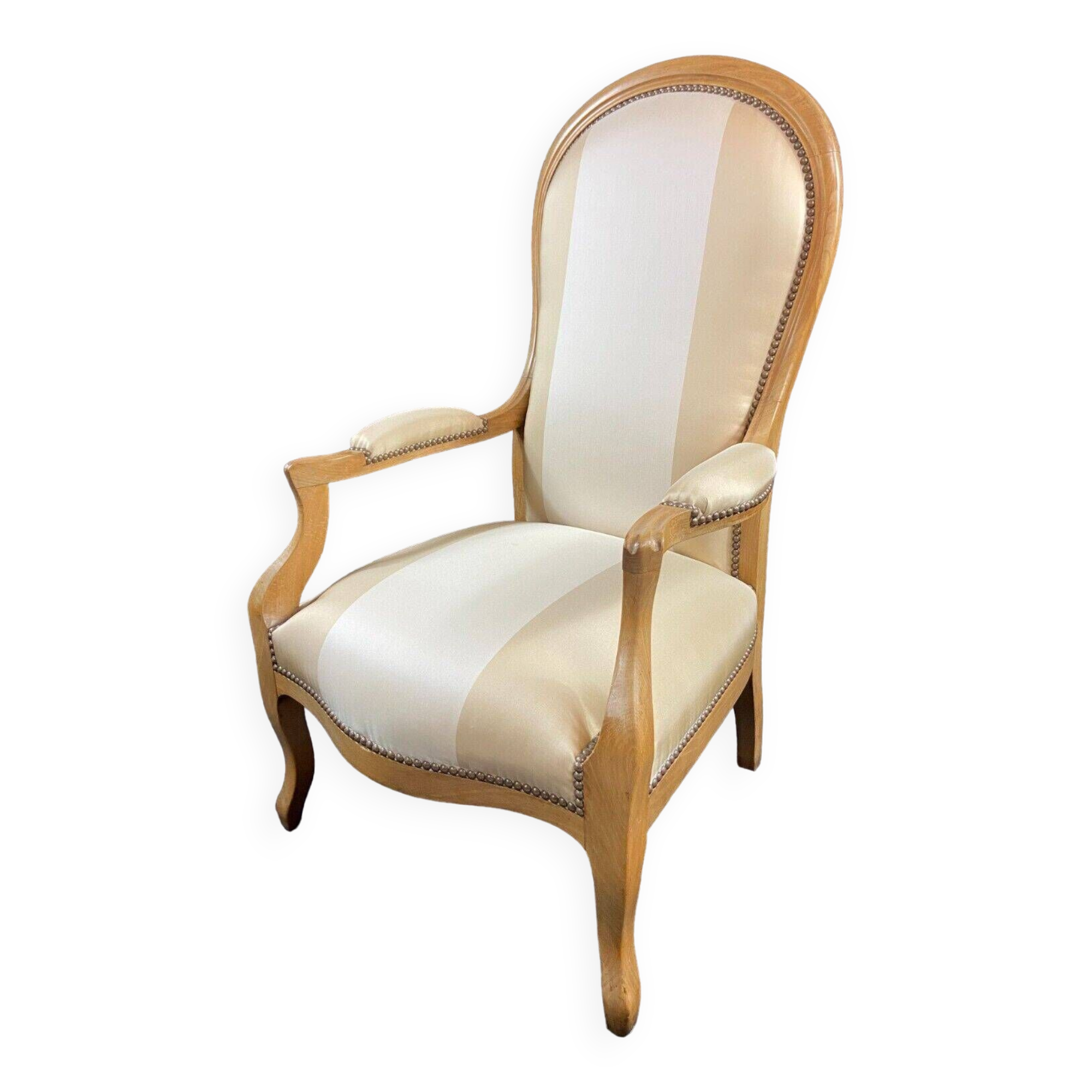 19th century Voltaire armchair in blond beech, Louis-Philippe period