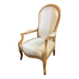 19th century Voltaire armchair in blond beech, Louis-Philippe period