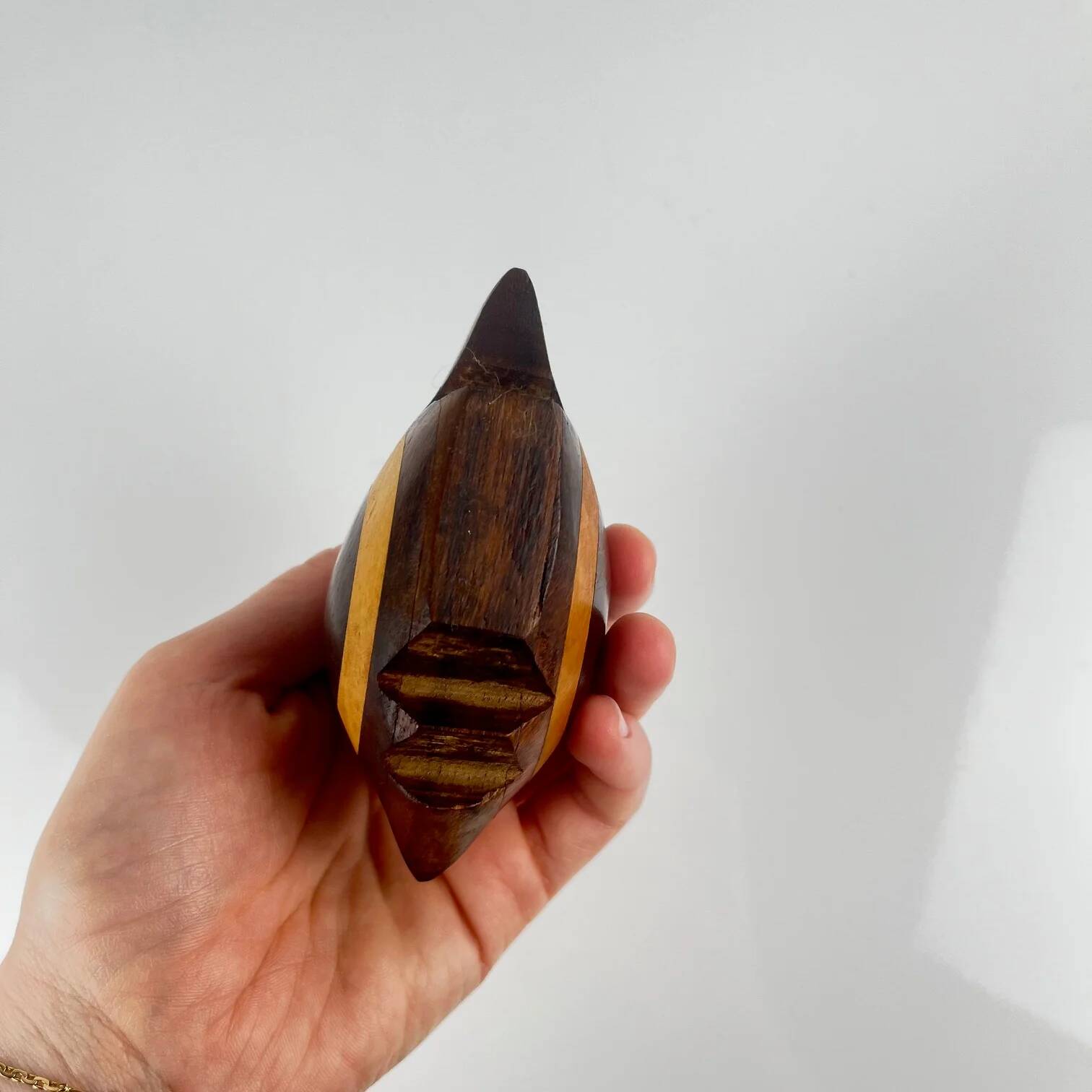 Small statue of a fish in exotic wood, mid-century modernism.