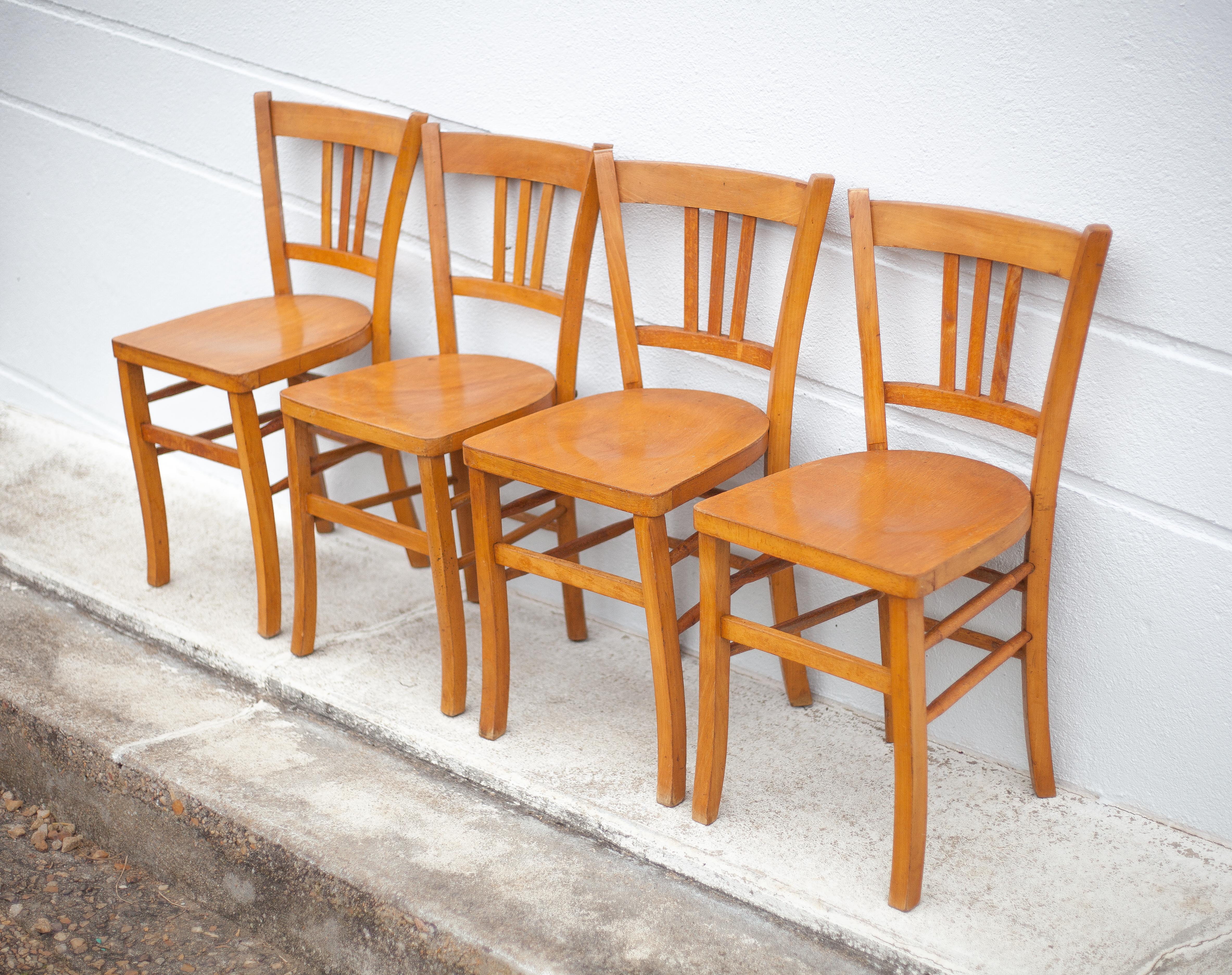 Set of 4 luterma bistro chairs, vintage wooden chairs, countryside, interior decoration