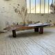 Table basse années 50 plateau bois exotique XXL
