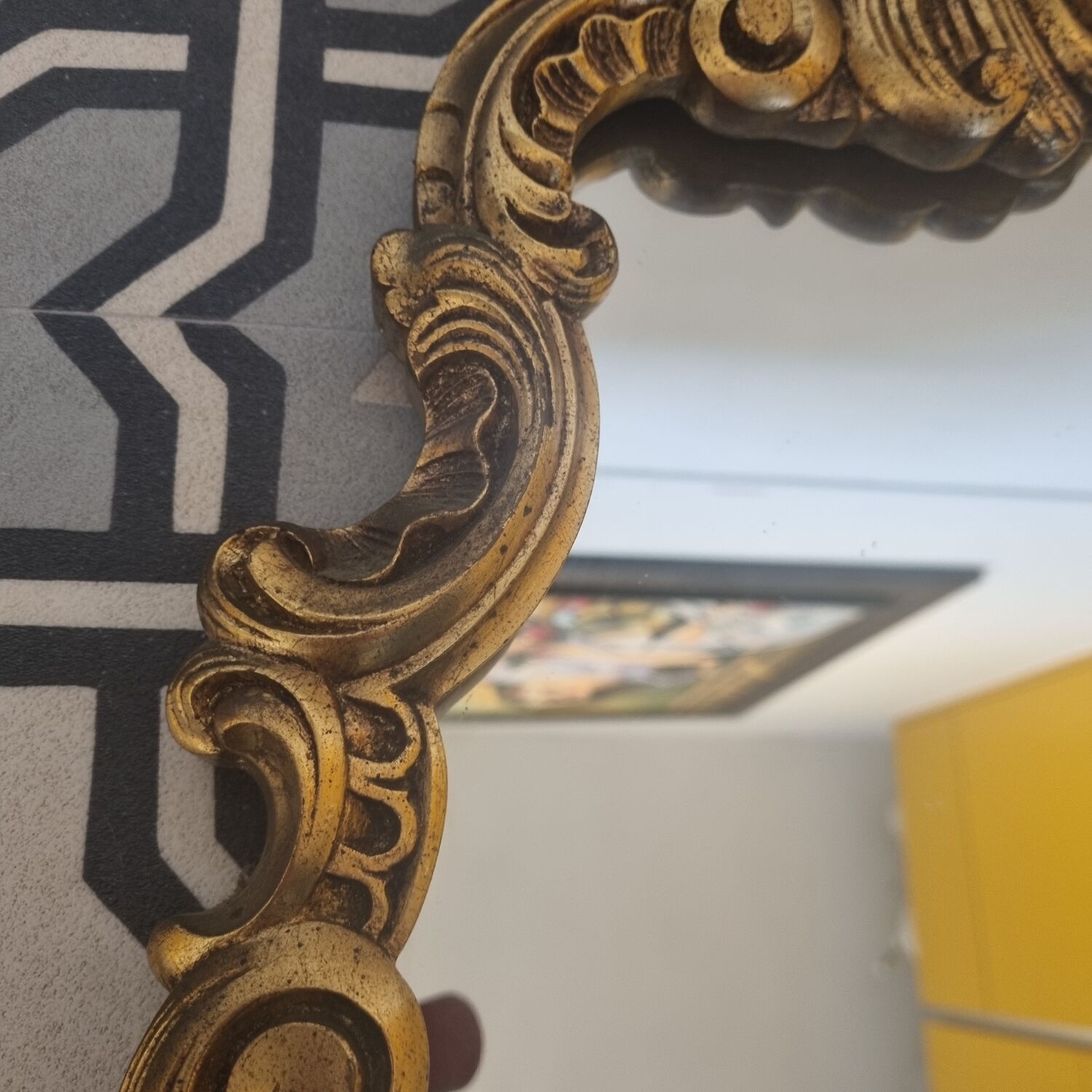 Baroque mirror Louis XV gilded wood (83 x 45cm)