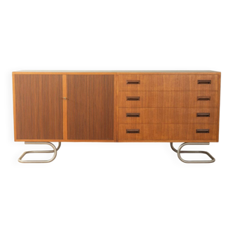 Exclusive sideboard from the 1960s, teak veneer, Bauhaus design, restored