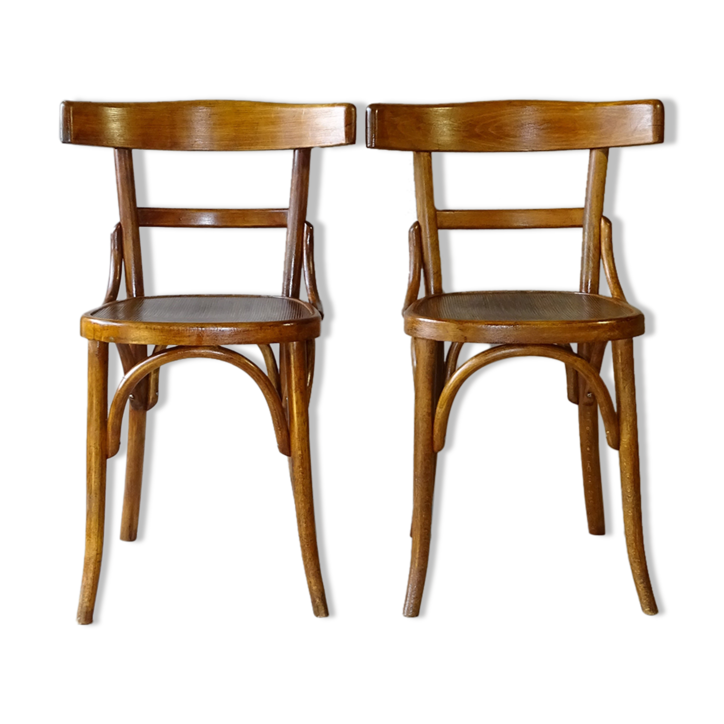 2 chaises bistrot par Fischel 1930 assises bois