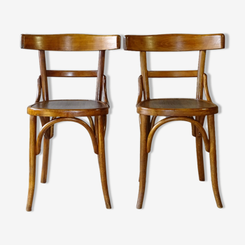 2 chaises bistrot par Fischel 1930 assises bois