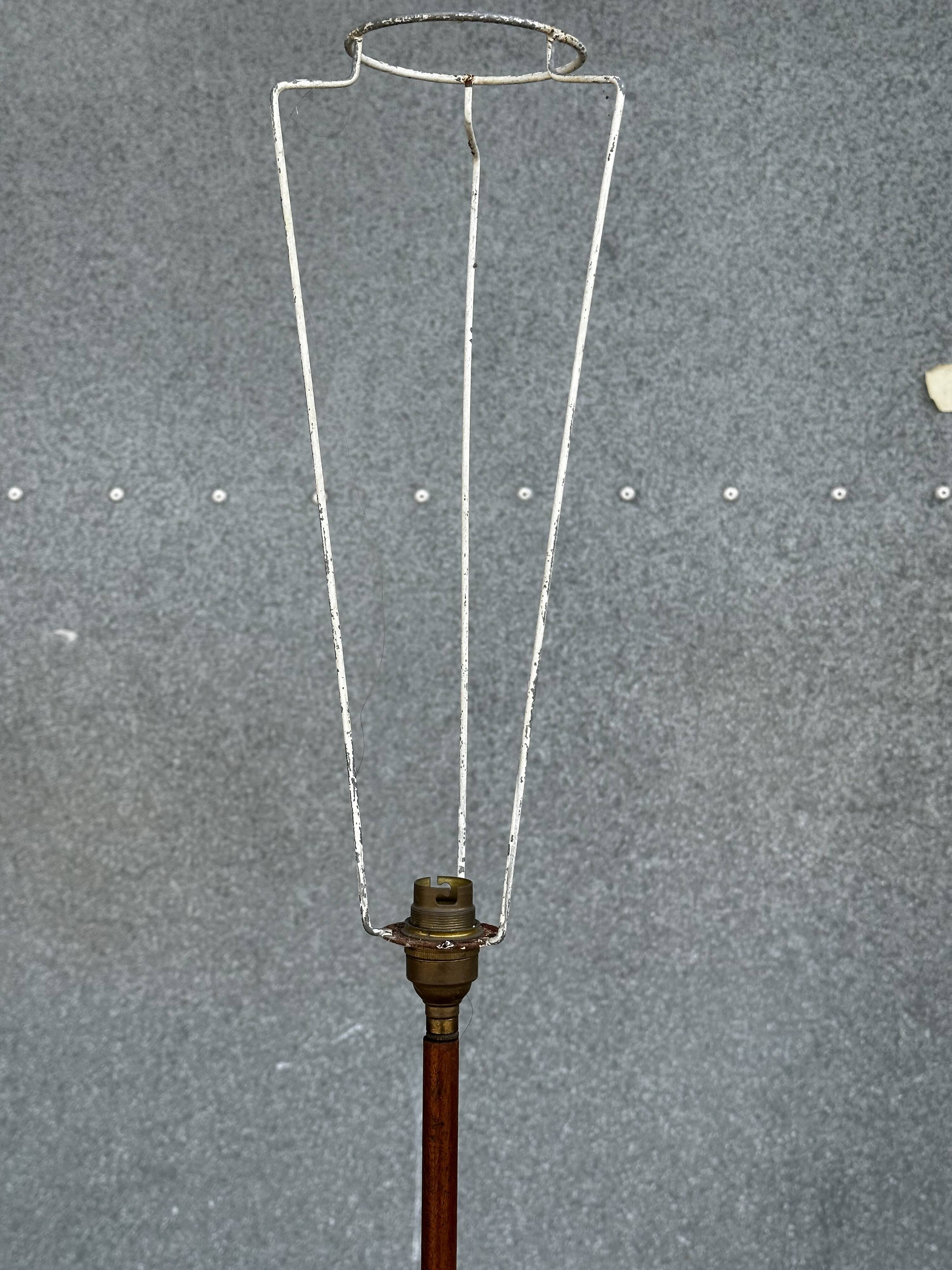 Turned wooden floor lamp from the 1950s.