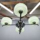 Art Deco Green Opaline Glass Chandelier, Czechoslovakia 1930s