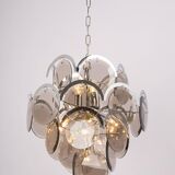 Vistosi Chrome Suspension with Smoked Glass Discs, Italy, 1970s