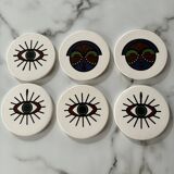 Lot of 6 ethnic ceramic coasters