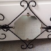Wall coat rack in wrought iron and mirror 1950