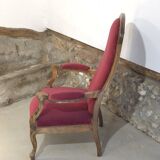 Voltaire red velvet armchair