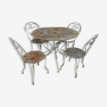 Salon de jardin en métal table & 4 chaises