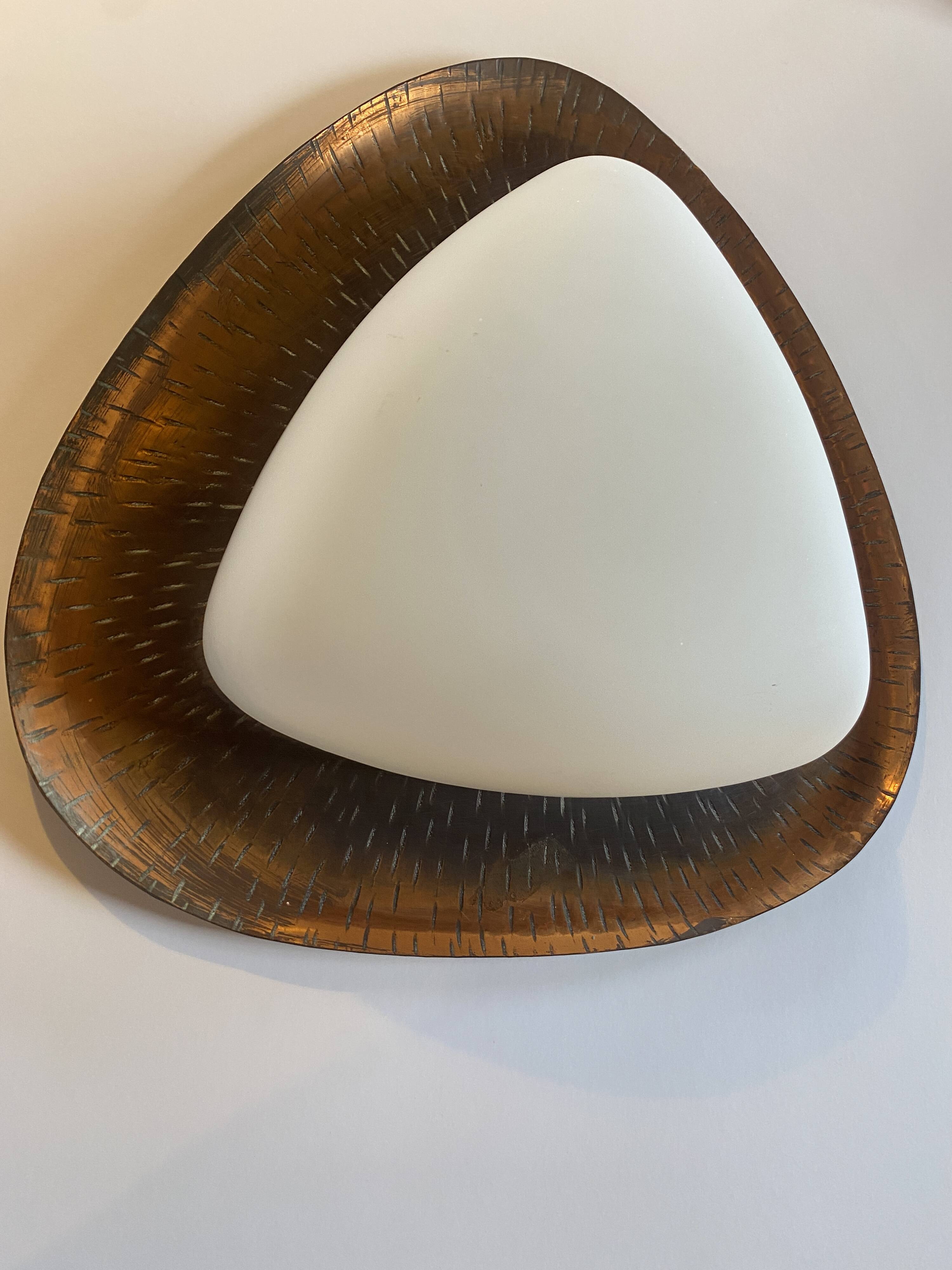 Goffredo Reggiani Triangular Applique RN in copper and opal glass