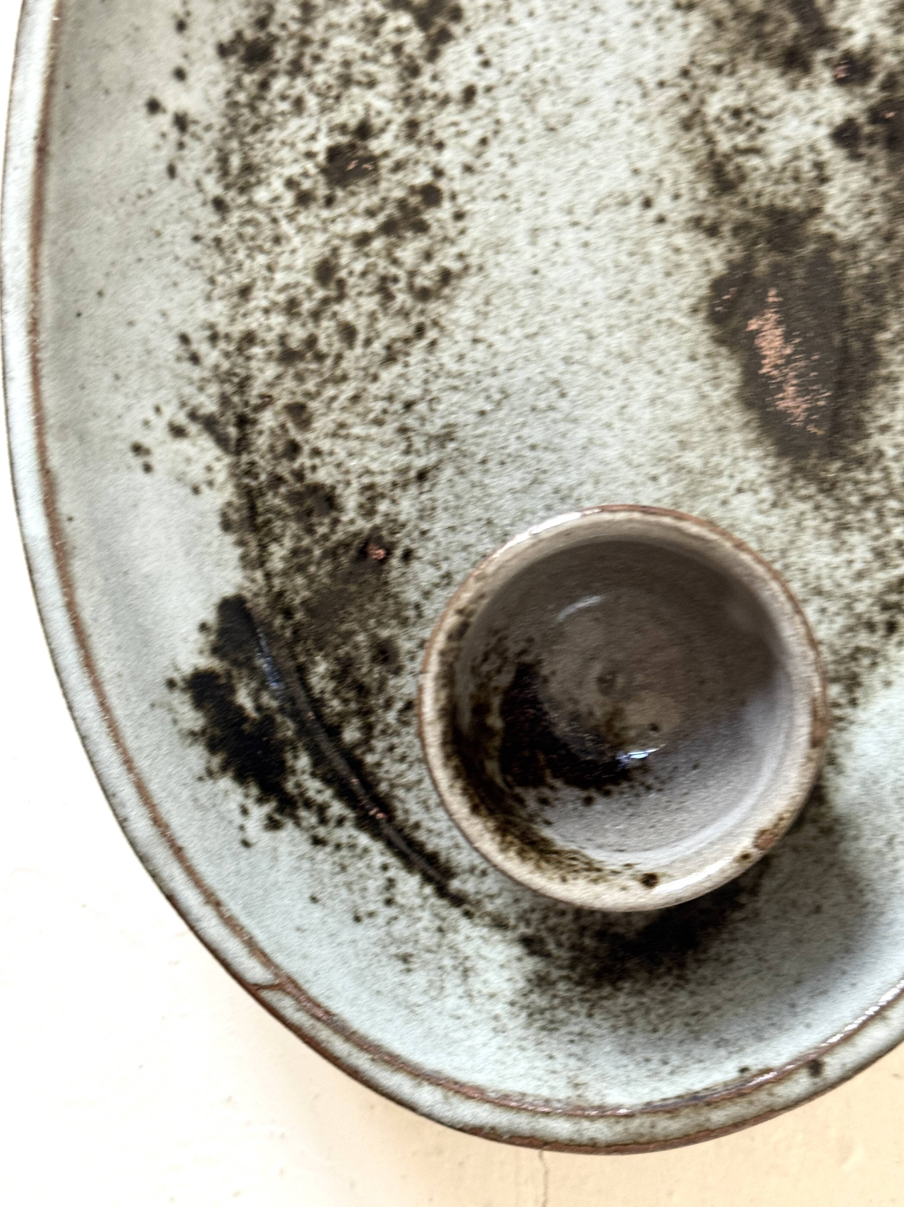 Service ramekins in glazed stoneware and signed, Chantal & Thierry Robert 1970
