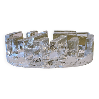 Brutalist cut glass candle holder