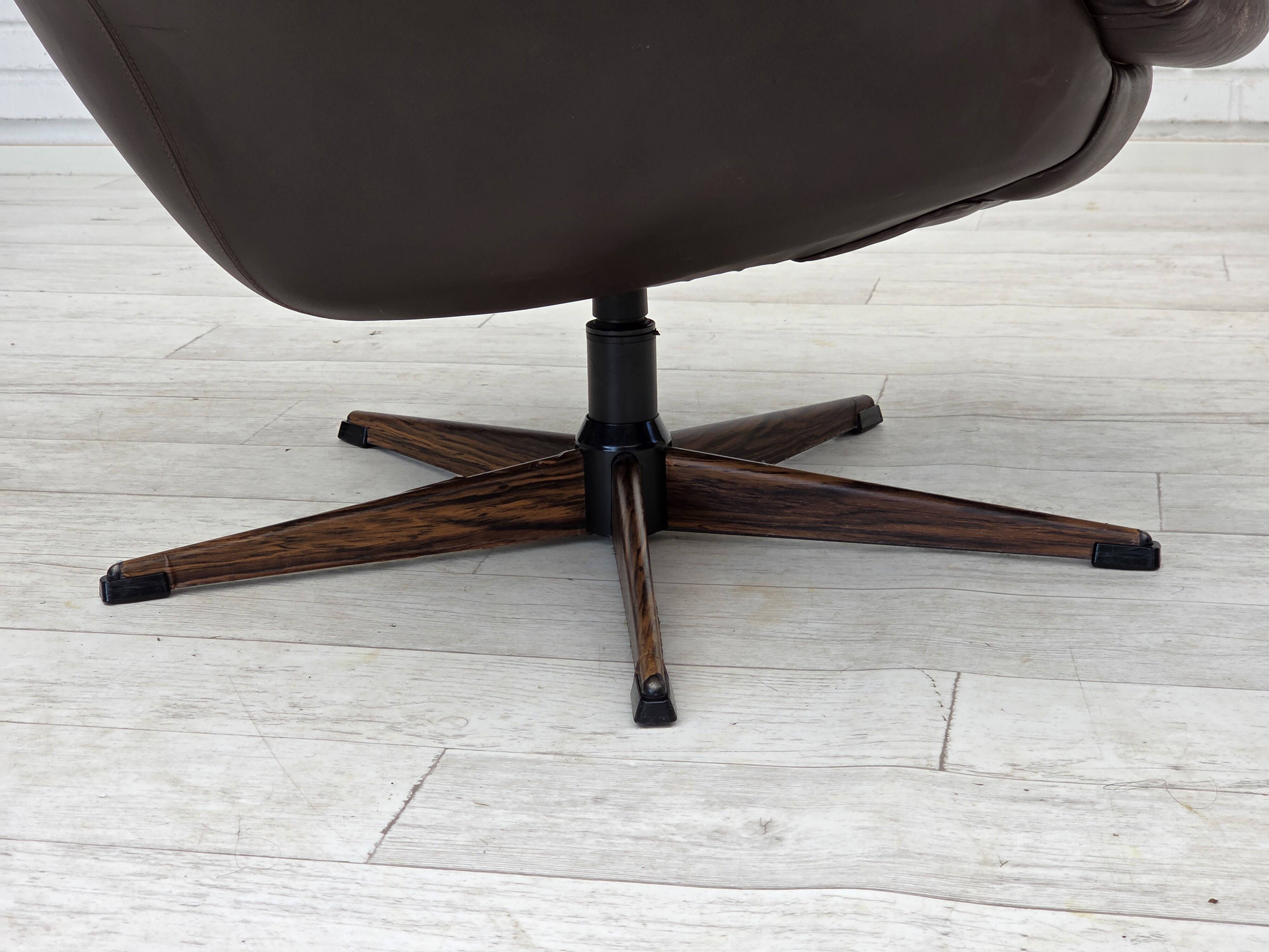 1970s, Danish design by H.W.Klein, swivel chair with footstool.