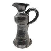 Black metal glazed ceramic vase pitcher, signed Jean Marais, Vallauris.