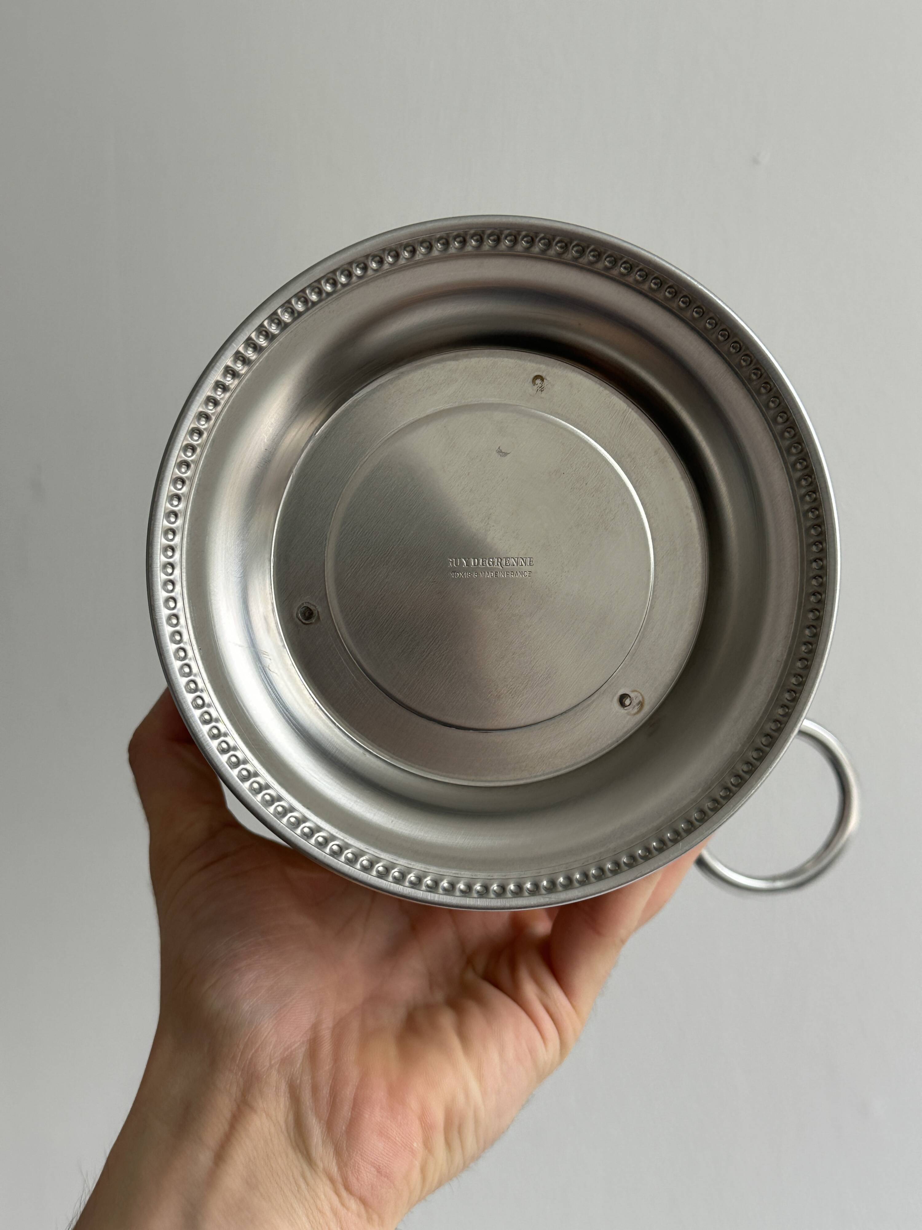 Shiny silver metal champagne bucket