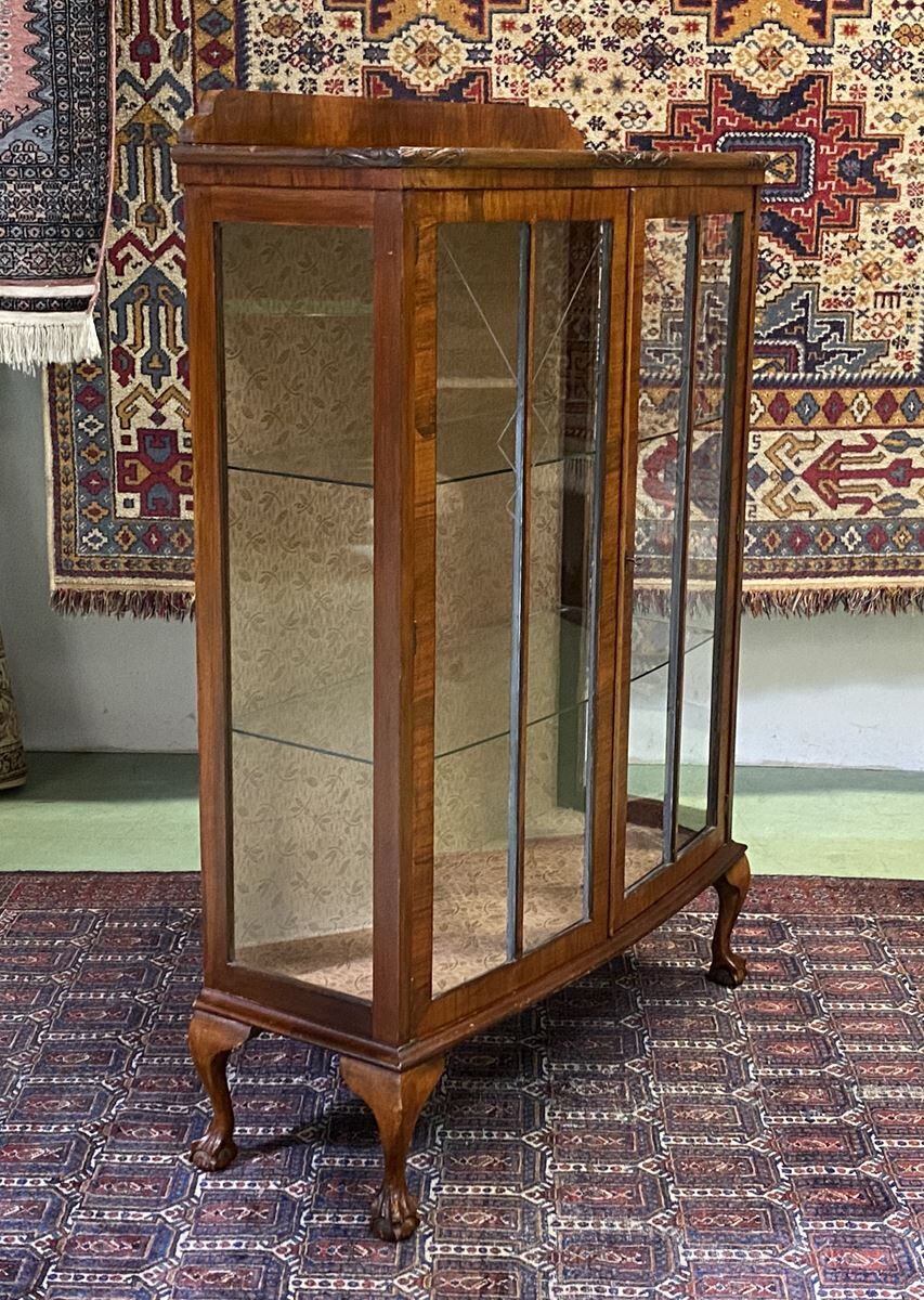 English art deco walnut showcase