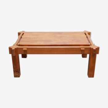 Vintage rectangular coffee table in solid elm