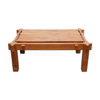 Vintage rectangular coffee table in solid elm