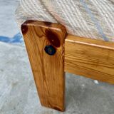 80s armchair with striped fabric and pine structure