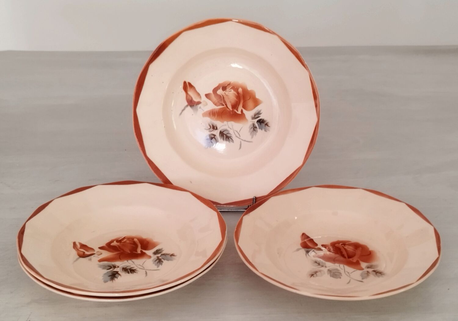 Hollow plates old earthenware Digoin Sarreguemines numbered vintage