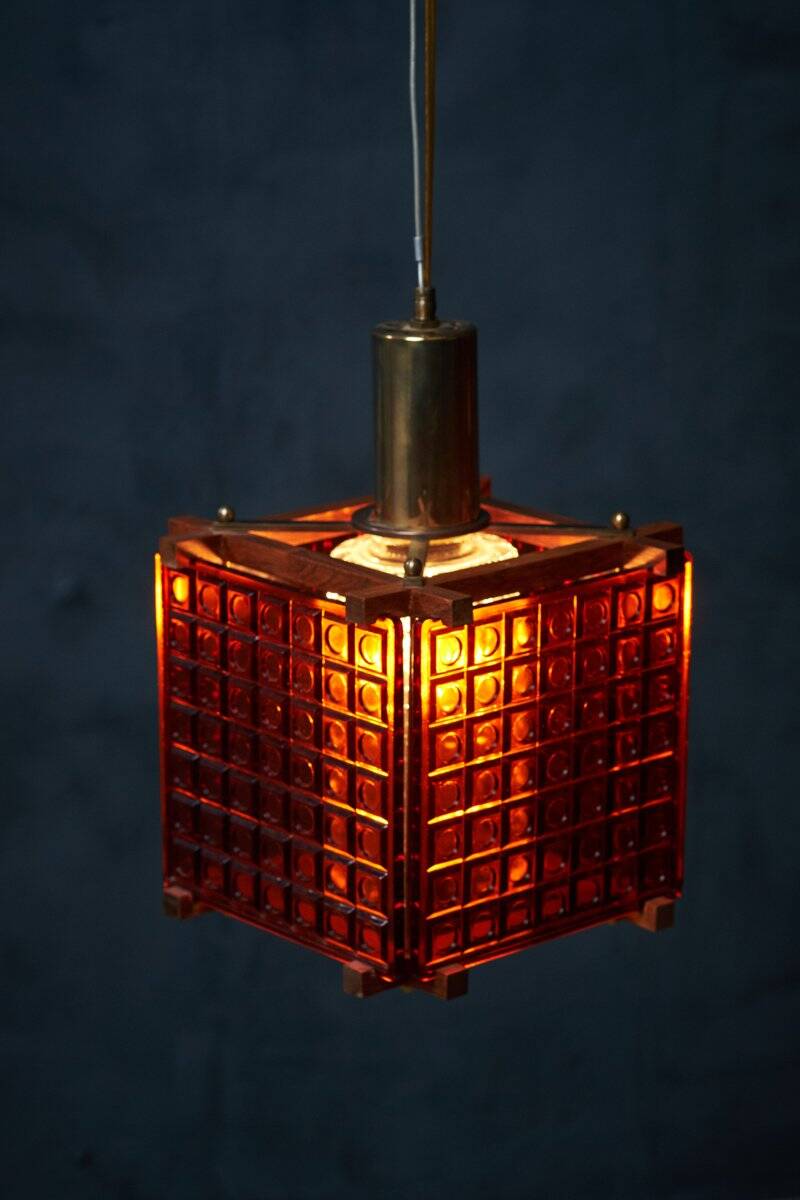 Mid-Century Suspension in Orange Crystal, Denmark