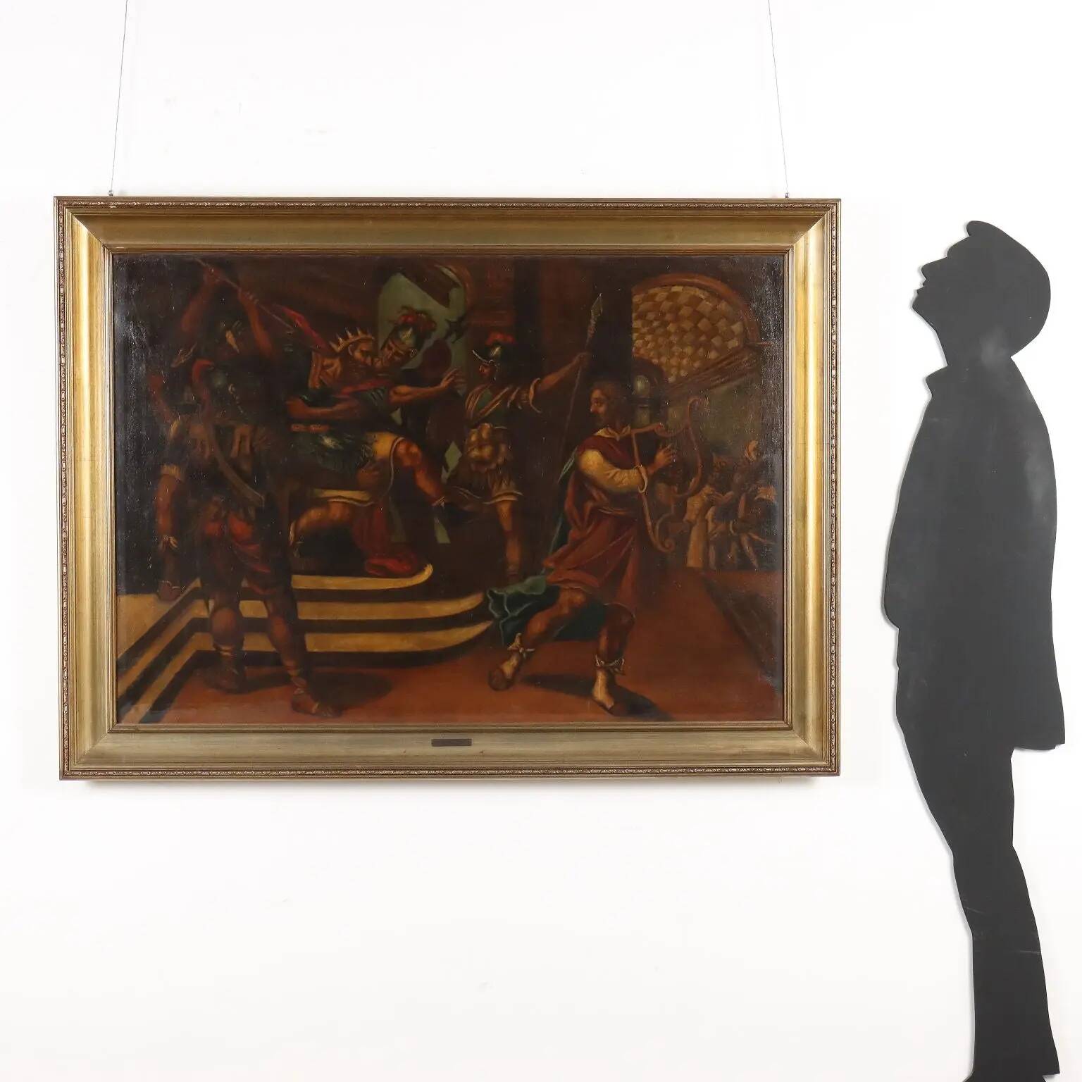 Peinture ancienne à sujet religieux, huile sur toile, XVIIe siècle