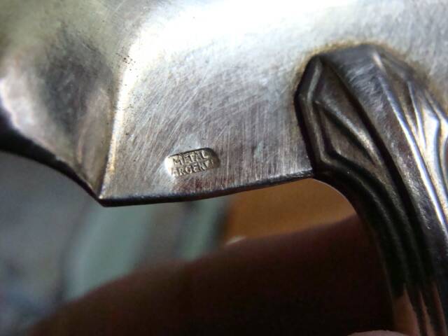 Art Deco silver and porcelain fruit ladle