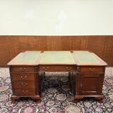 English Chesterfield desk with green leather