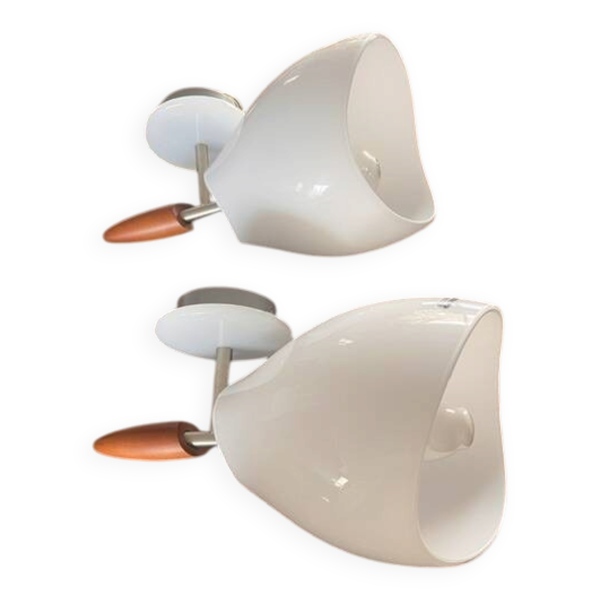 Vintage wall light pair; white opaline.