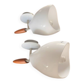 Vintage wall light pair; white opaline.